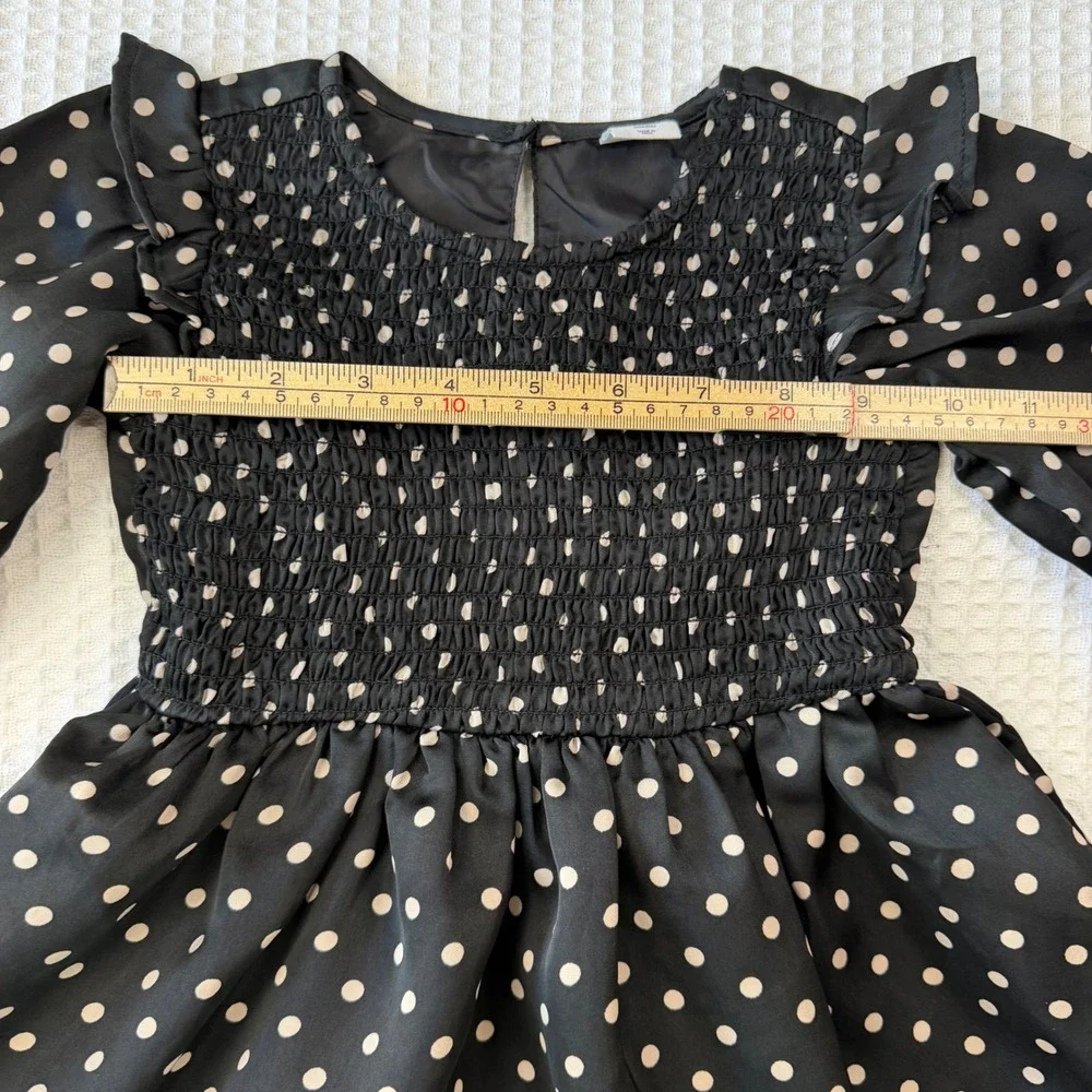 Baby Gap Toddler Girls Black Polka‎ Dot Satin Smocked Ruffle Dress 2 Years 2T